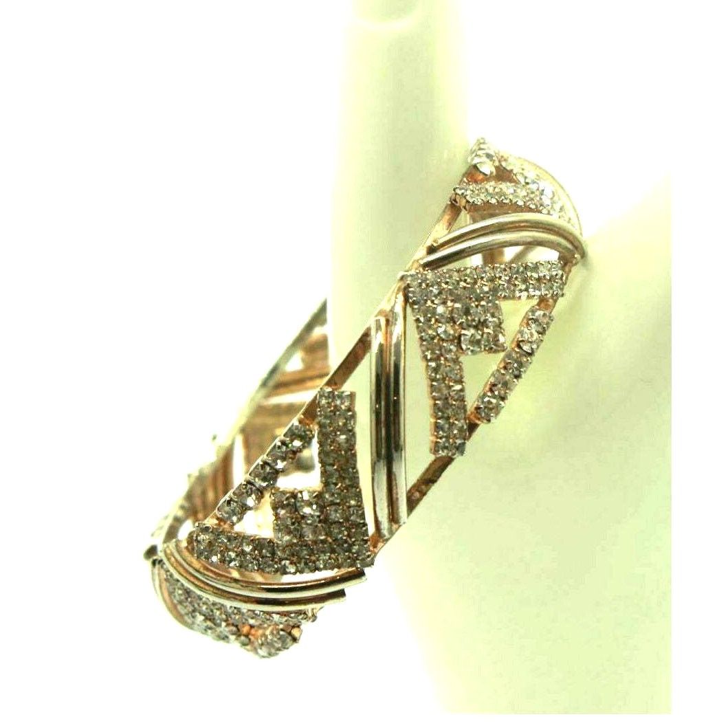Other Vintage Art Deco Style Rhinestone Studded Cuff Bracelet Size ONE SIZE - 4 Thumbnail