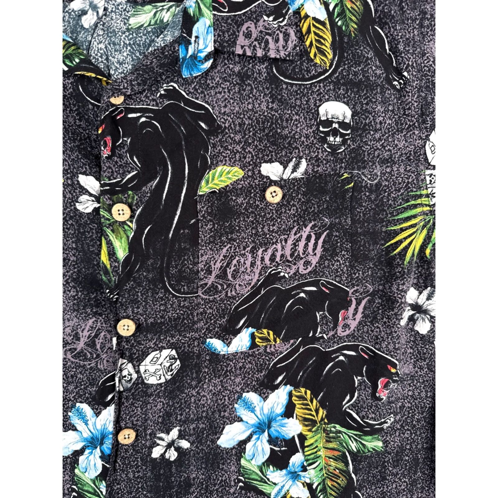 Vintage Junction West Shirt Men 2XL Black Floral Hawaiian Button-Up Casual Short Sleeve Viscose Rayon All Seasons Breathable Pockets Vintage No Size US XXL / EU 58 / 5 - 6 Thumbnail