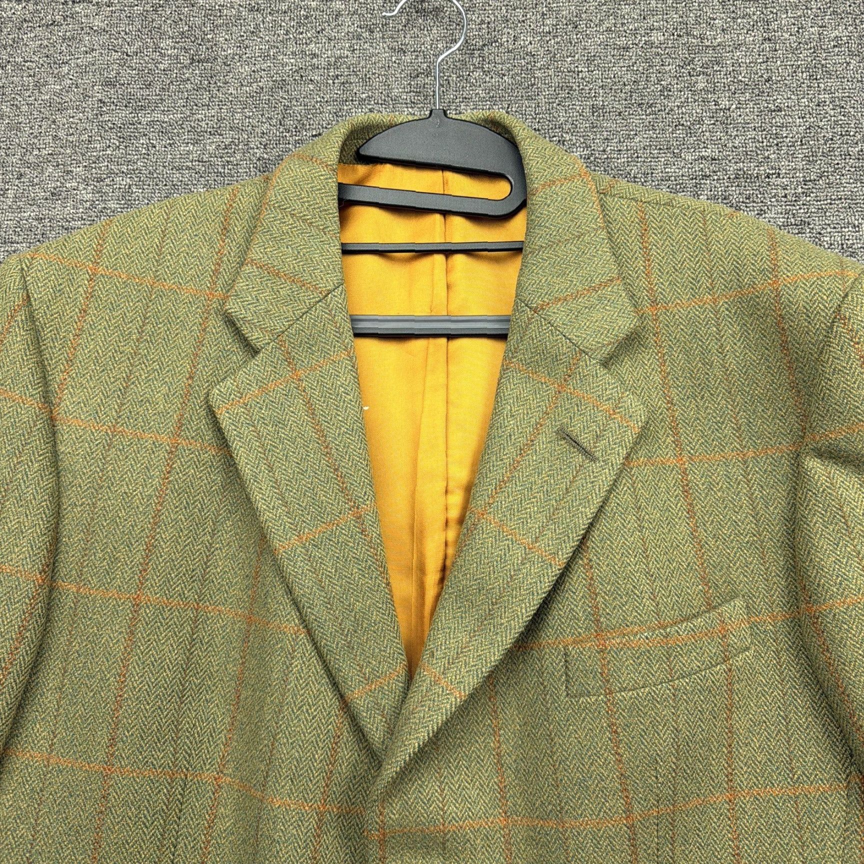 Vintage VINTAGE Blazer Sport Coat Wool Tweed Green Check Johnstons of Elgin 44 Mens Size 44R - 3 Thumbnail