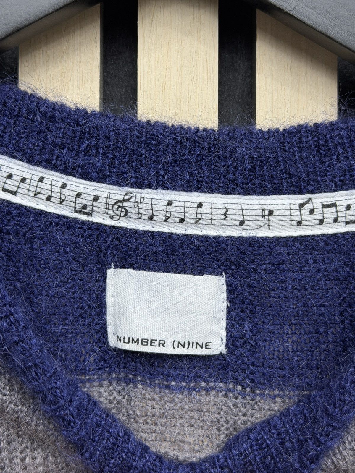 Number (N)ine Number (N)ine Mohair Striped Damaged Knit Size US L / EU 52-54 / 3 - 5 Thumbnail
