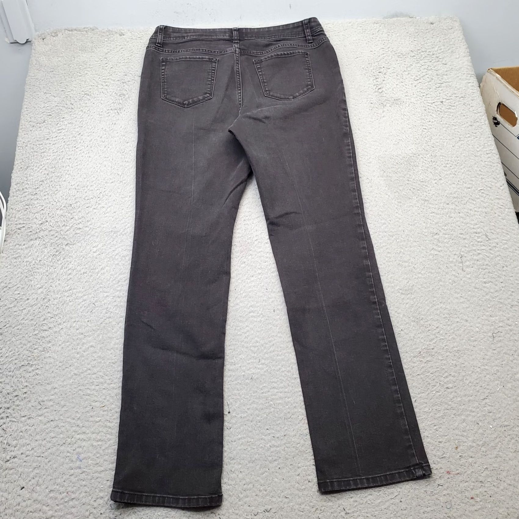 Vintage Chico's Jeans Womens M Black Denim Stretch Slimming Straight Leg Jeans Regular Waist 32.5in Inseam 31in Pockets Size 32" / US 10 / IT 46 - 2 Thumbnail