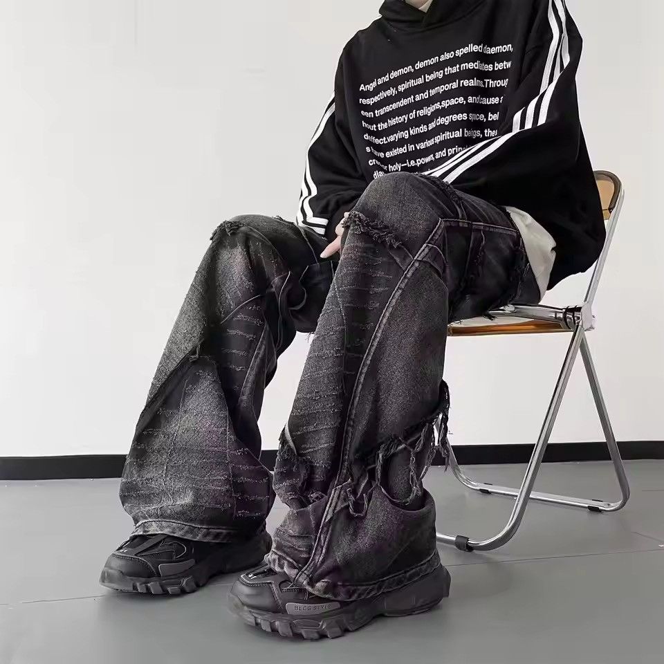 Jean Makihara x Haya Opium Stacked Embroidered Denim Jeans Size US 28 / EU 44 - 3 Thumbnail
