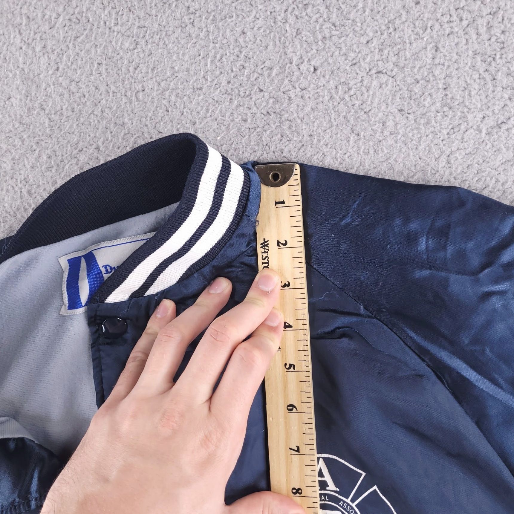 Dunbrooke VINTAGE Dunbrooke Jacket Mens XL Satin Navy Nylon Bomber Blue Firefighter Varsity Jacket Mens XL Size US XL / EU 56 / 4 - 7 Thumbnail