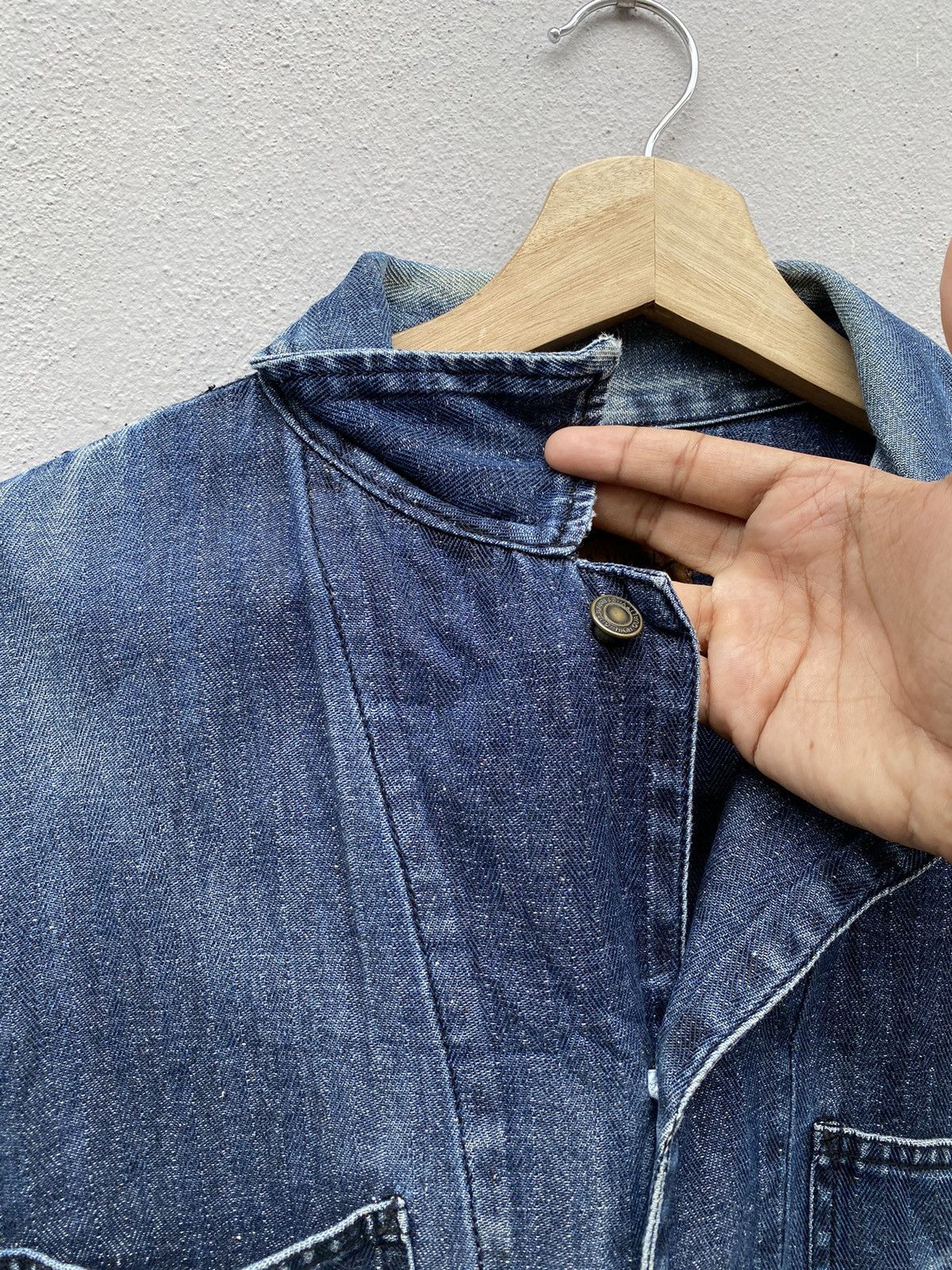 Japanese Brand US NAVAL Herring Bone Twill Faded Indigo Chore USN Jacket Size US M / EU 48-50 / 2 - 12 Thumbnail
