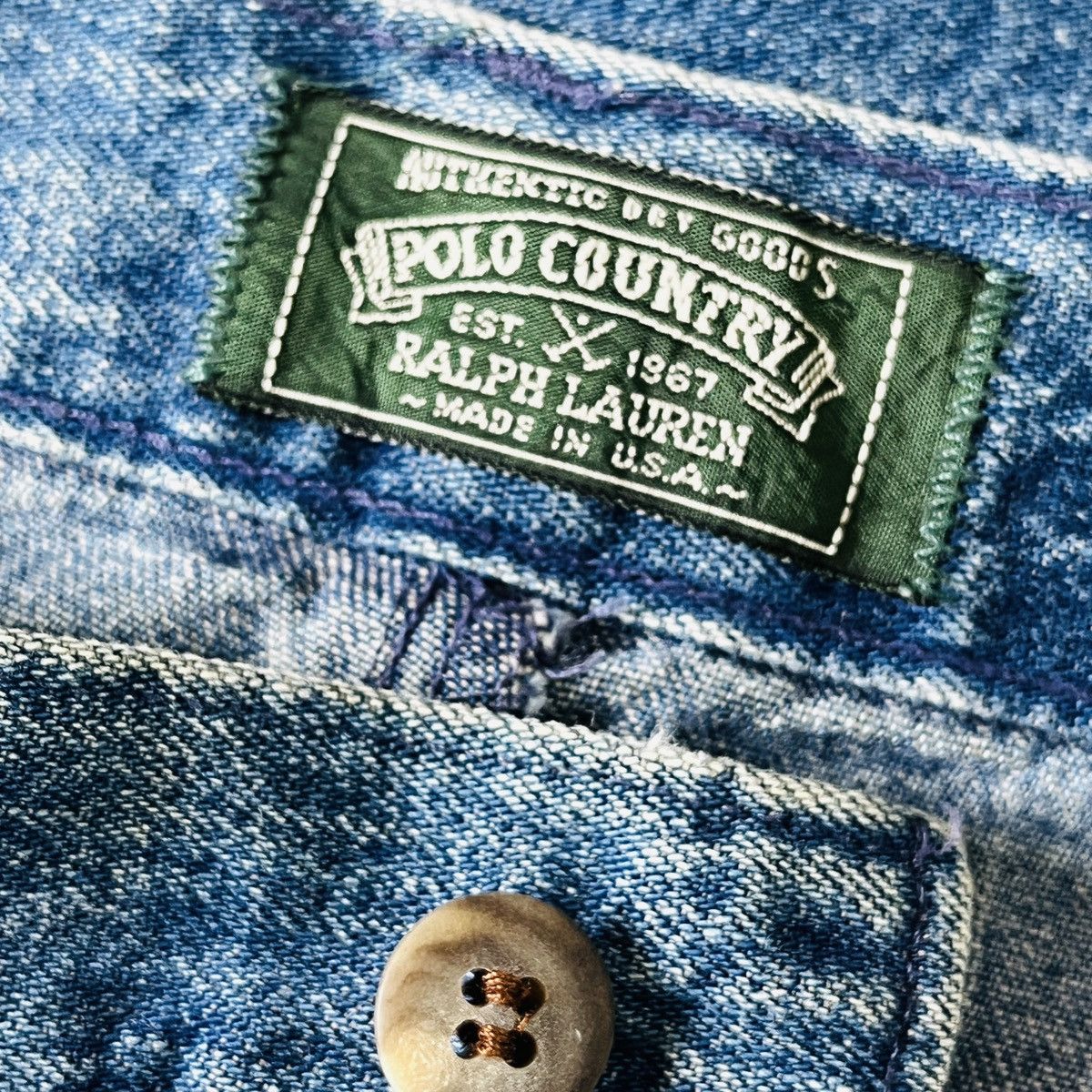 Polo Ralph Lauren × Ralph Lauren × Vintage Vintage 1980s Ralph Lauren Polo Country Denim Baggy Pants Size US 31 - 14 Thumbnail