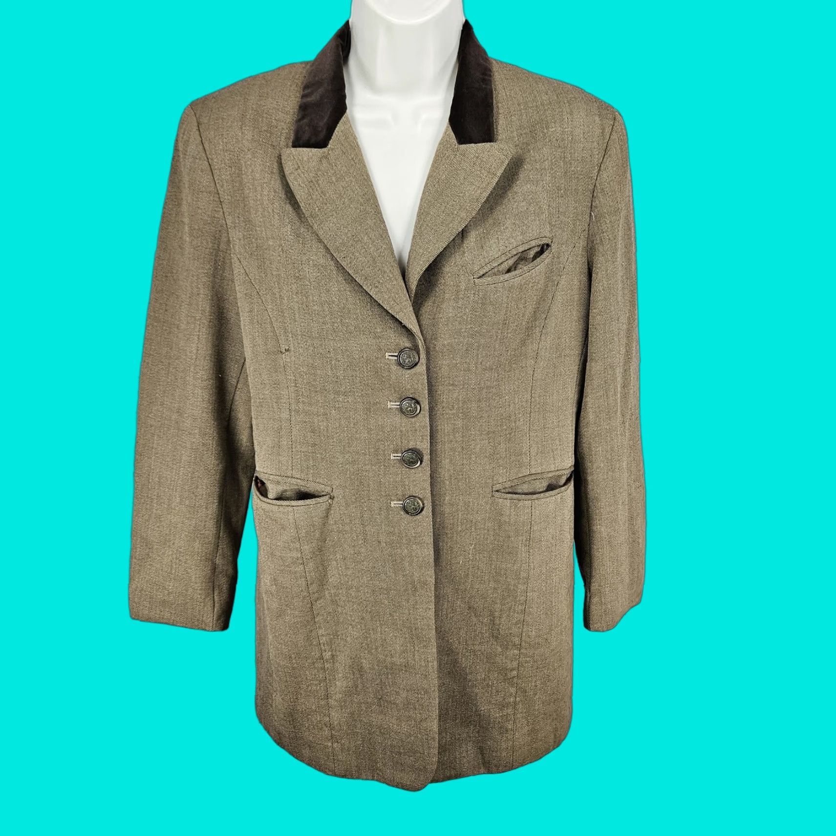 J.McLaughlin VINTAGE J. McLaughlin Jacket Women 8 Brown 100% Wool Velvet Peak Lapel Lined Buttoned Size M / US 6-8 / IT 42-44 - 1 Thumbnail