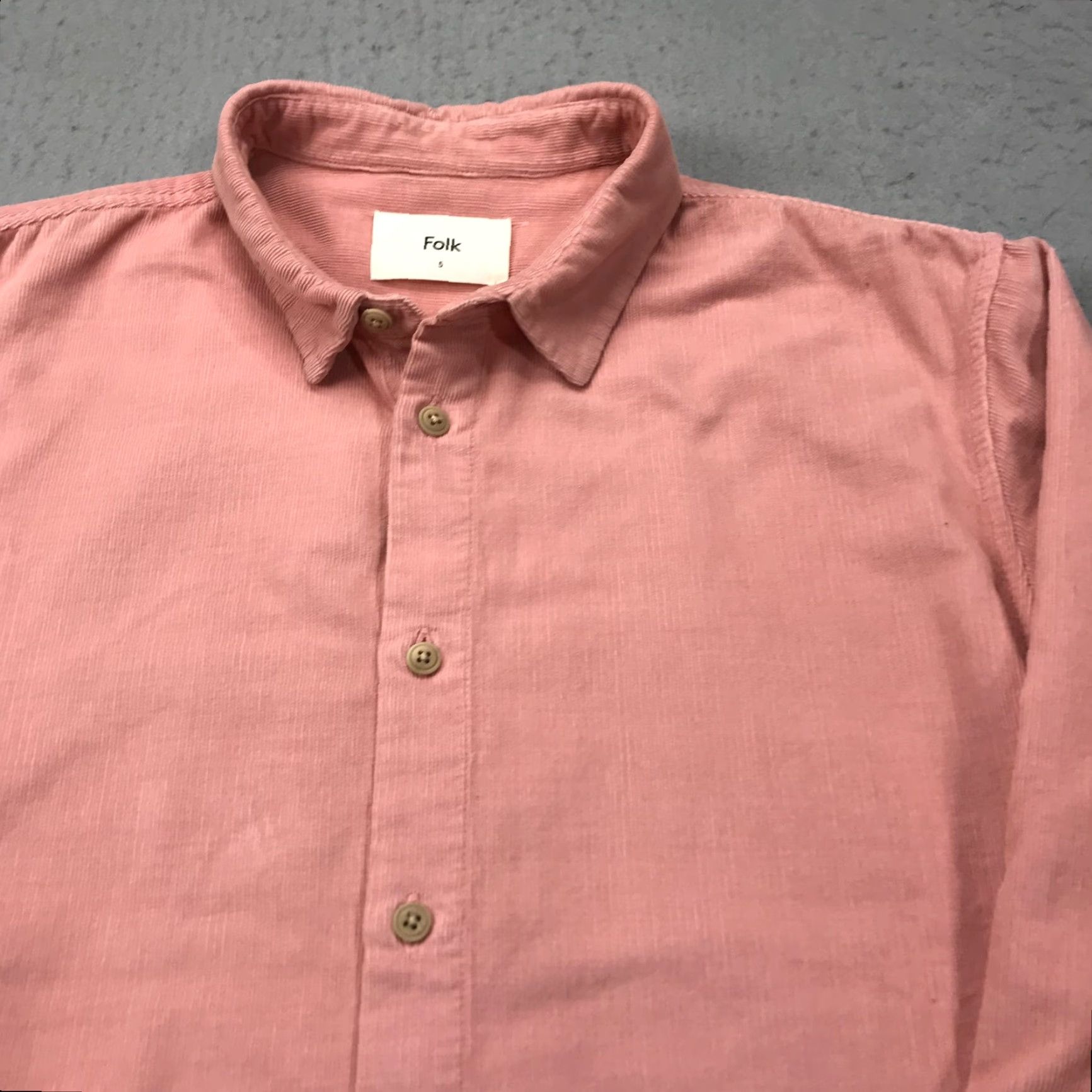 Folk Folk Shirt Mens Large Pink Corduroy Long Sleeve Button Front Cotton Designer Size US L / EU 52-54 / 3 - 2 Thumbnail