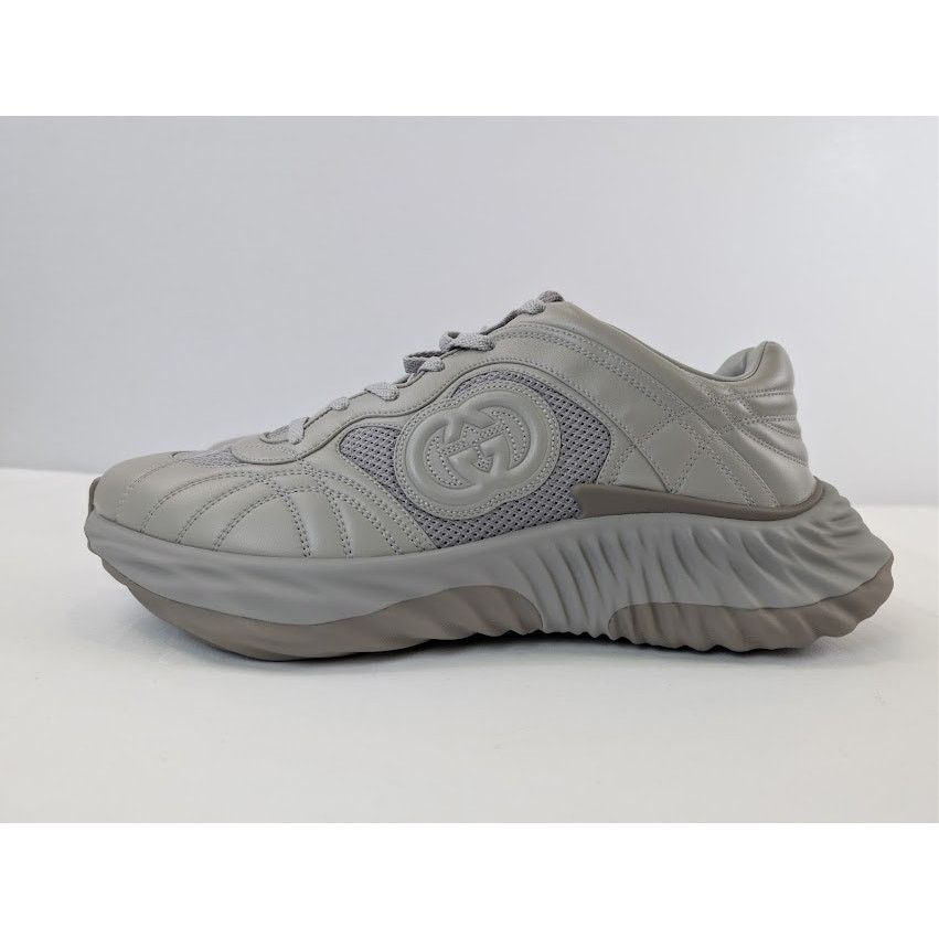 Gucci o1rshd1 Leather Ripple Low Top Sneaker in Grey Size US 12.5 / EU 45-46 - 10 Thumbnail