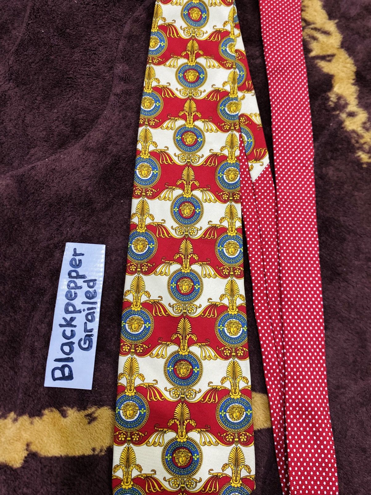 Versace Rare❤️‍🔥 Gianni Versace Baroque Medusa Logo Silk Tie Italy Size ONE SIZE - 4 Thumbnail