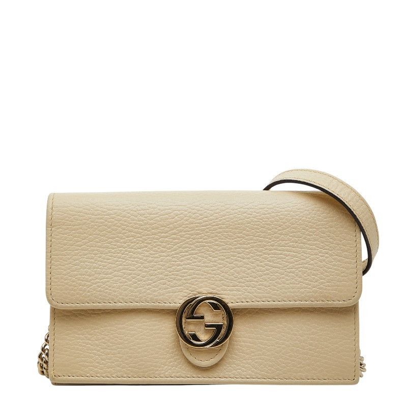 Gucci Gucci Interlocking G Leather Chain Wallet Shoulder Bag Leather Shoulder 615523 Duty Free For Usa in White, Women's
