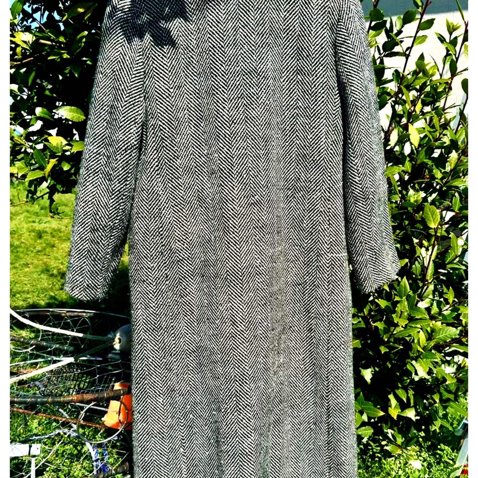 Vintage Vtg '80s Kristen Blake Herringbone Tweed Duster Size M / US 6-8 / IT 42-44 - 5 Thumbnail