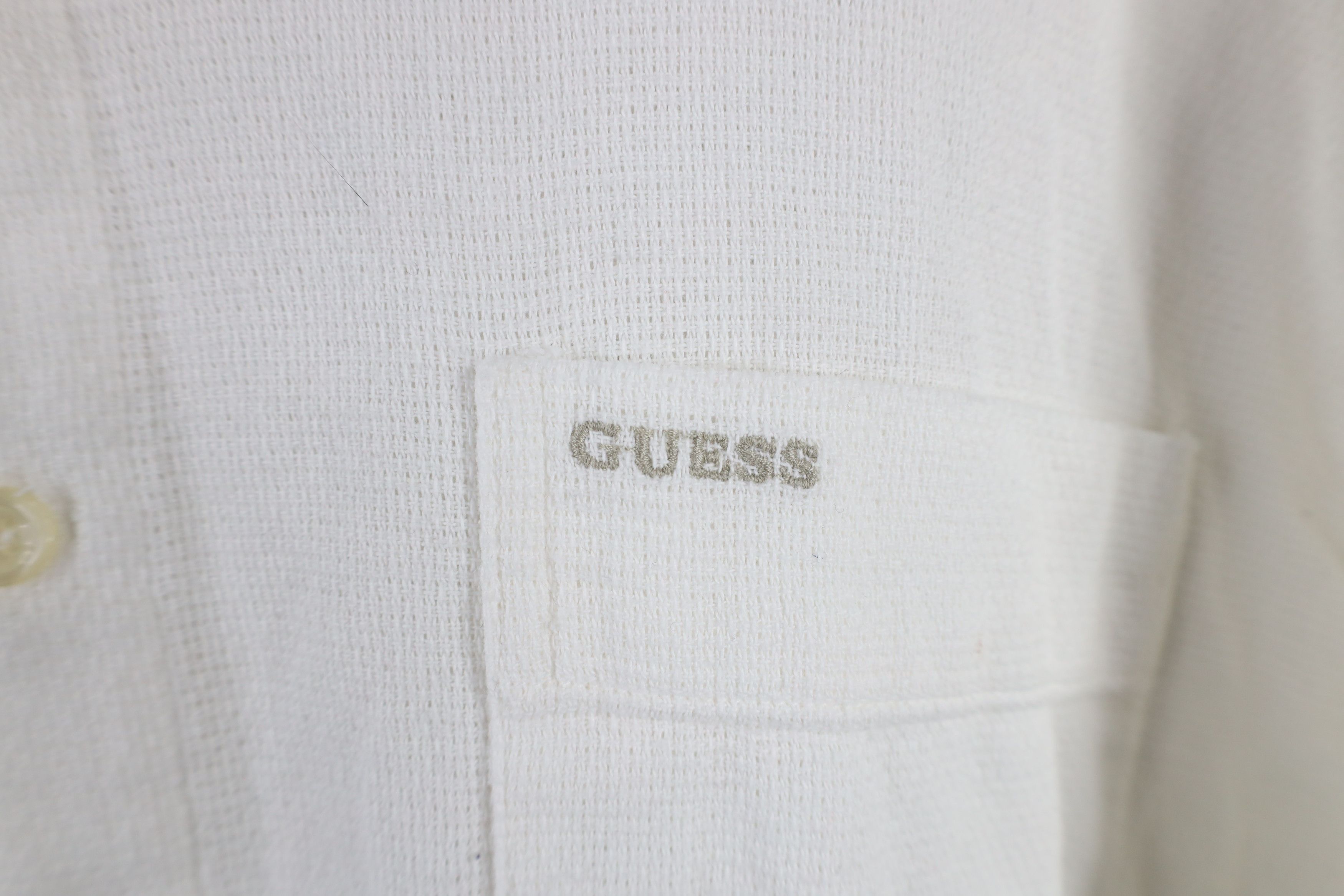 Guess × Vintage Vintage 90s Guess Cotton Weave Knit Band Collar Button Shirt Size US XL / EU 56 / 4 - 4 Thumbnail