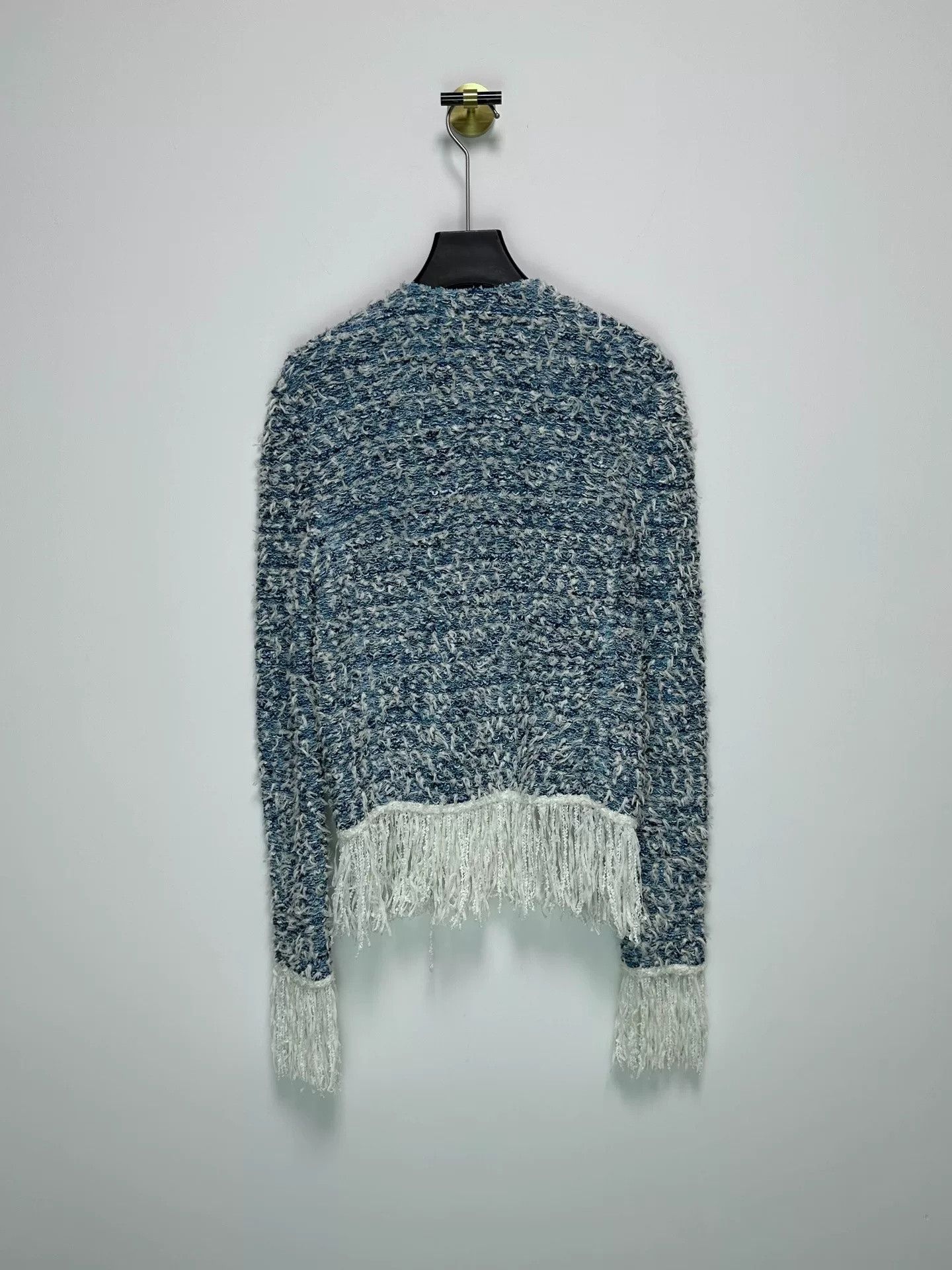 Balmain Balmain Blue White Fringe T Cardigan Size US S / EU 44-46 / 1 - 2 Thumbnail