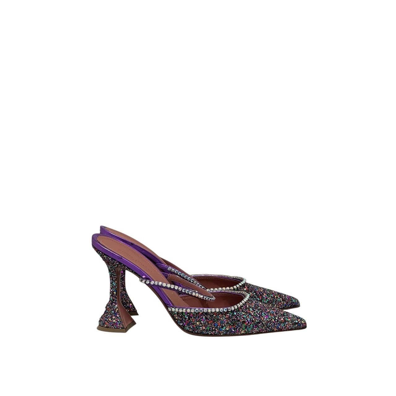 Amina Muaddi Amina Muaddi Gilda Multicolor Glitter Leather Mules Sz 39.5 Size US 9.5 / IT 39.5 - 1 Thumbnail