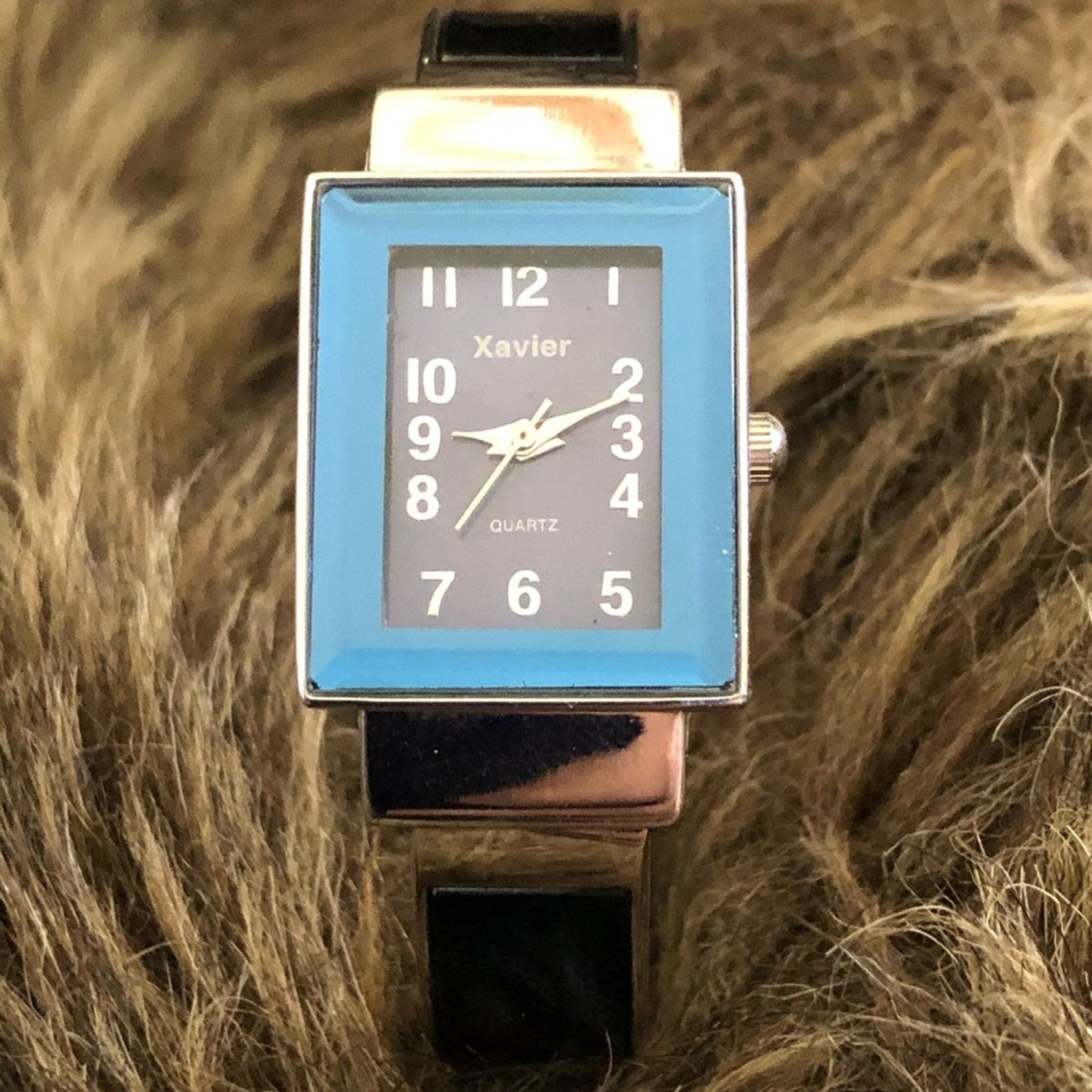 Xavier Xavier metallic blue silver plated cuff watch Size ONE SIZE - 4 Thumbnail