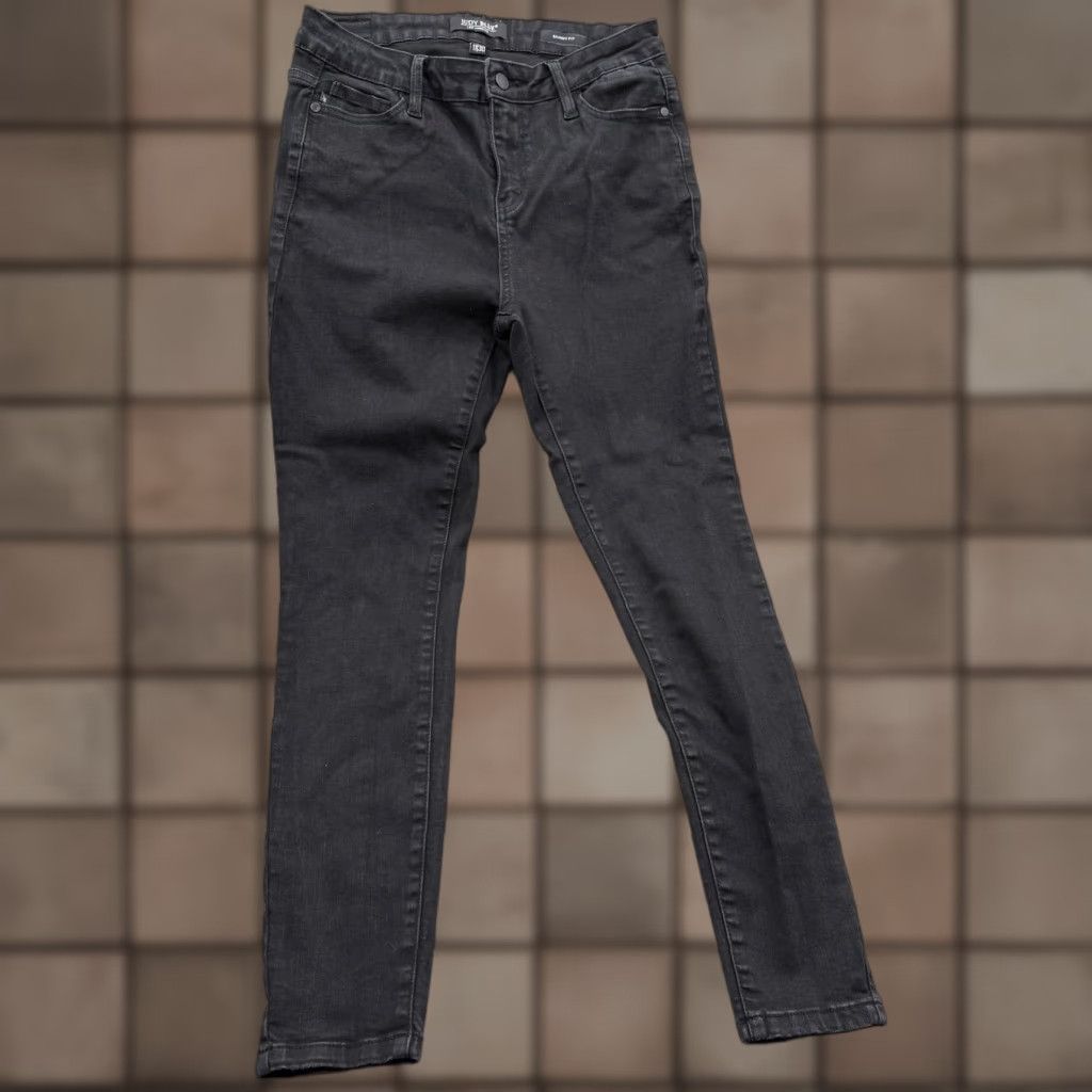 Vintage Judy Blue Jeans Skinny Womens 30x30 Black Charcoal Wash Mid Rise Stretch Denim Pocket Button Zipper Slim Leather Patch City 11/30 Men? Size 32" / US 10 / IT 46 - 1 Thumbnail