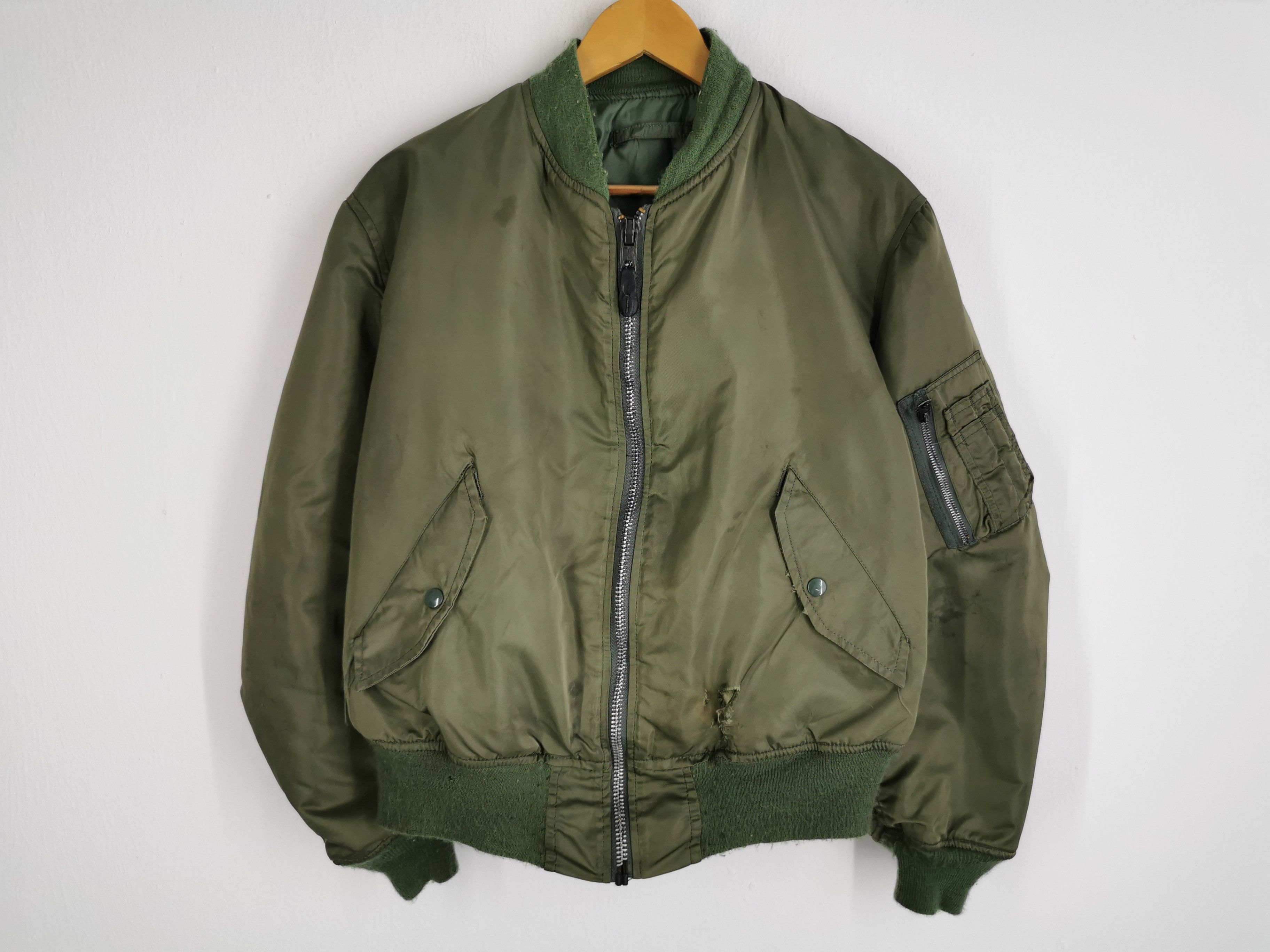 Vintage Distressed Vintage 80s Ideal MA-1 Army Bomber Nylon Jacket Size US L / EU 52-54 / 3 - 1 Thumbnail