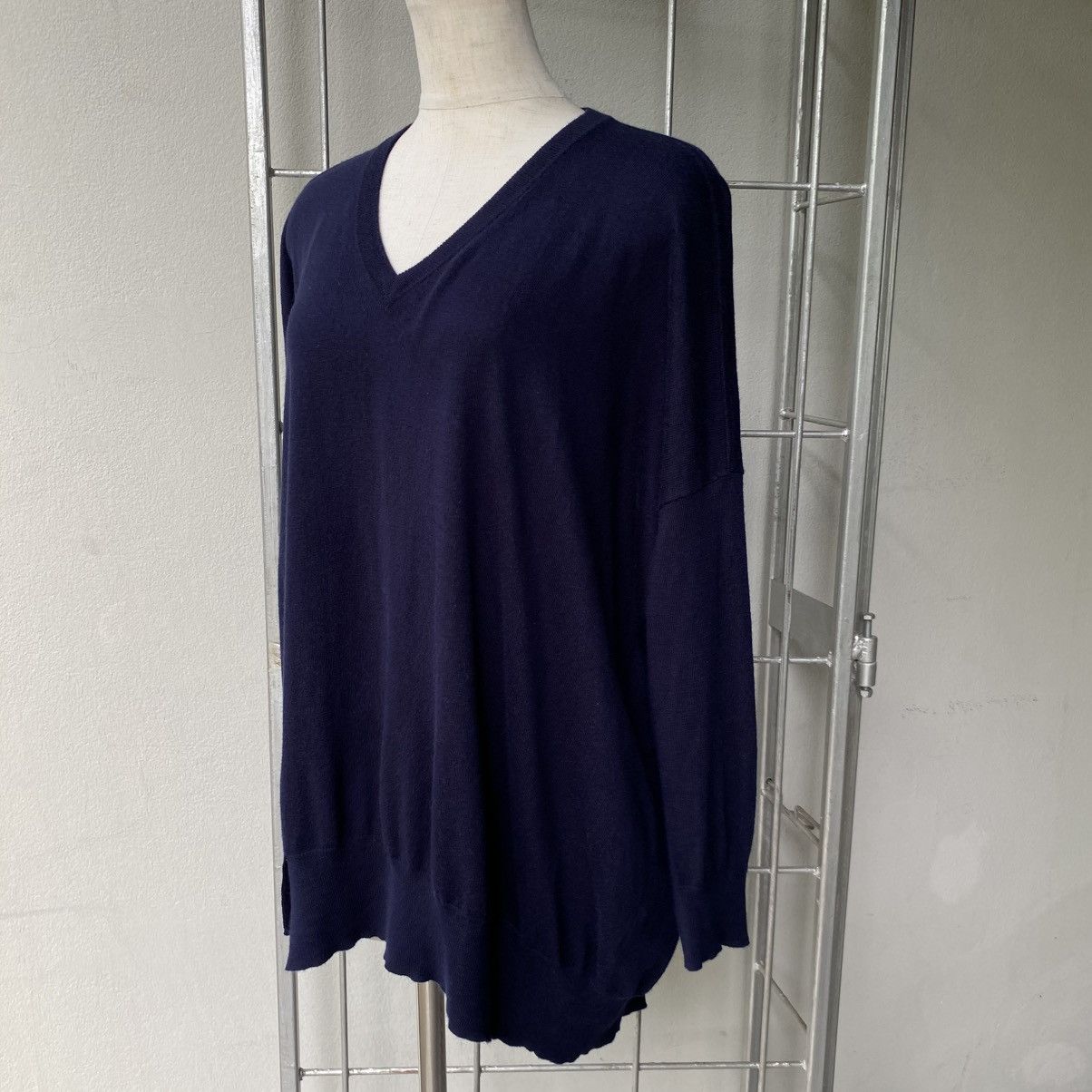 Zucca Zucca Navy Blue V-Neck Knit Sweater Size M / US 6-8 / IT 42-44 - 16 Thumbnail