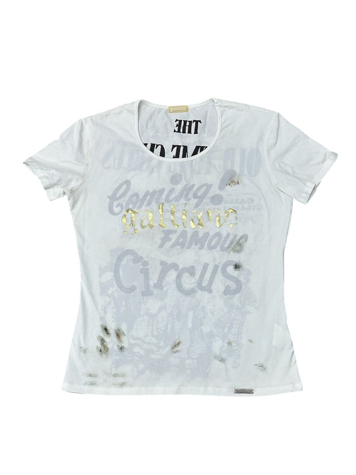 John Galliano S/S 1997 John Galliano “The Circus Collection” Dirty T-Shirt Size S / US 4 / IT 40 - 1 Thumbnail