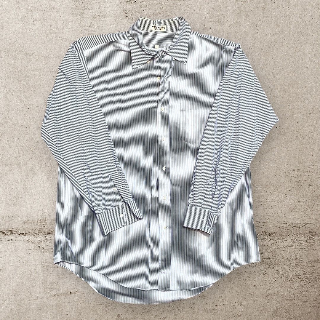 Vintage Vintage Classic Striped Shirt Button Up Blue White Size US L / EU 52-54 / 3 - 1 Thumbnail