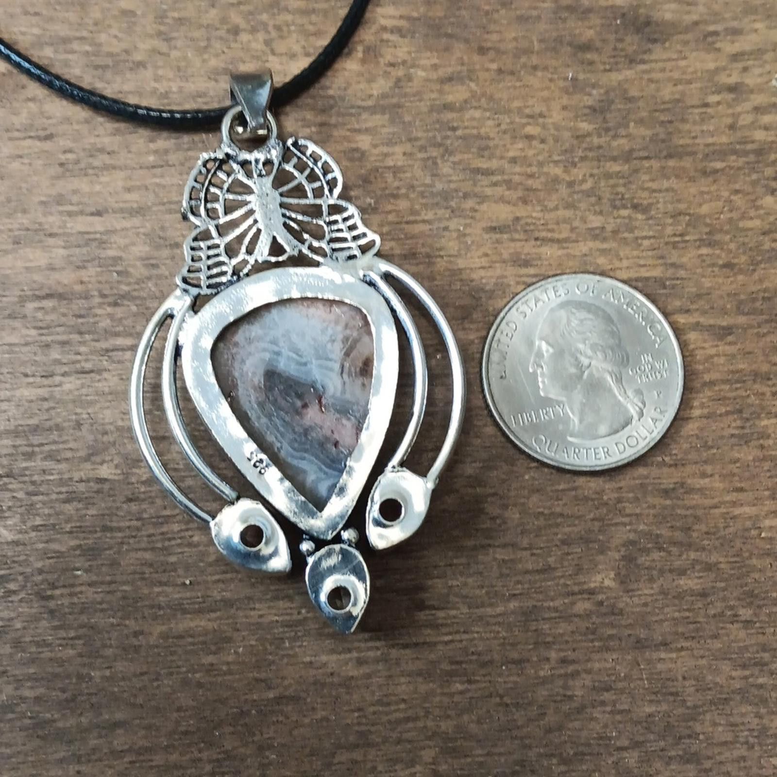 Designer Elegant Crazy Lace Agate Pendant Necklace Size ONE SIZE - 2 Thumbnail