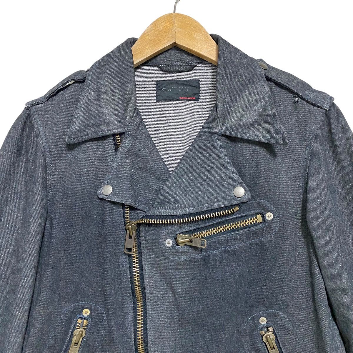 Le Grande Bleu (L.G.B.) Maniac Works Black Waxed Denim Biker Jacket Size US M / EU 48-50 / 2 - 3 Thumbnail