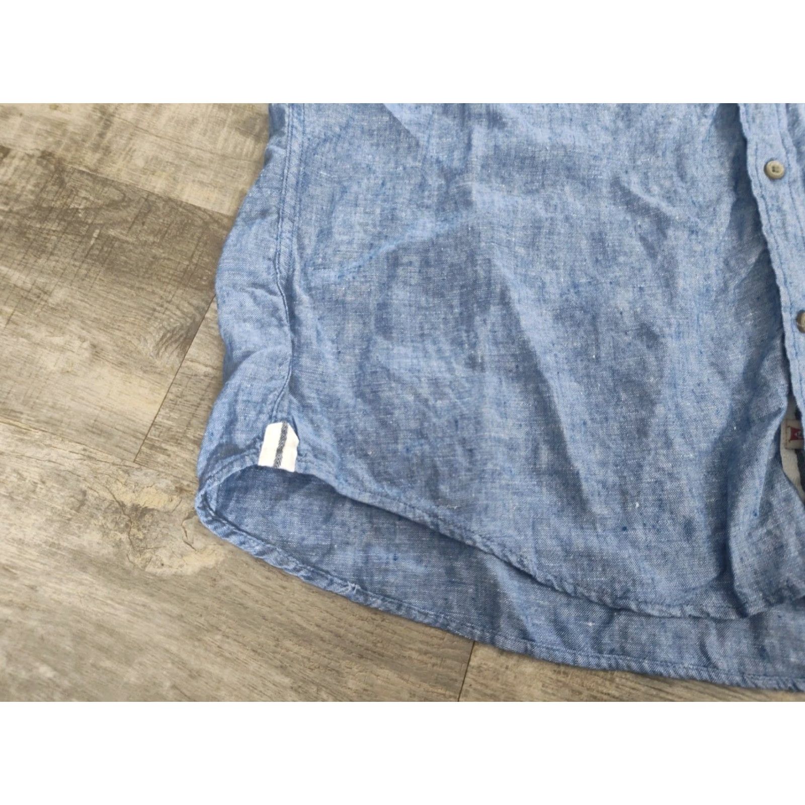Lands' End VINTAGE Lands' End Men's Linen Shirt Short Sleeve Casual Spring Summer Blue Size L Size US L / EU 52-54 / 3 - 2 Thumbnail