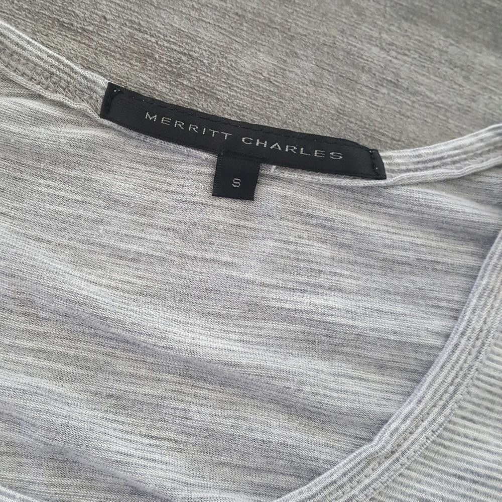 Designer White Grey Pinstripe Pocket Tshirt Size S / US 4 / IT 40 - 3 Thumbnail