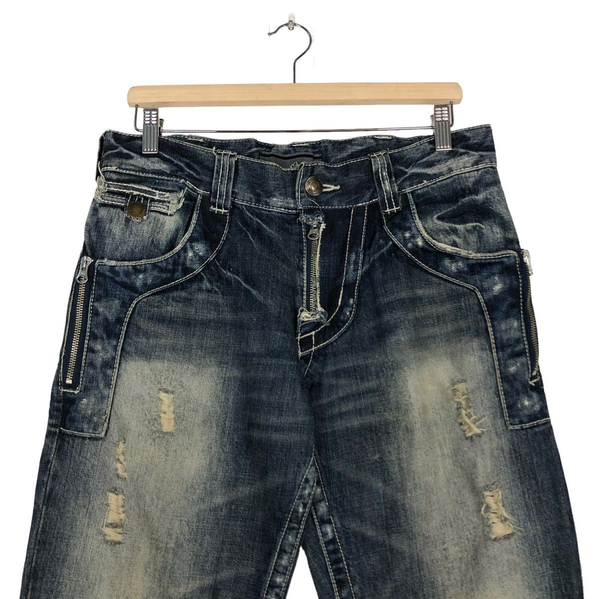 Japanese Brand 🔥DENIM JEANS BIKER WEAR ON BOARD JAPAN ISSEY MIYAKE Size US 34 / EU 50 - 3 Thumbnail
