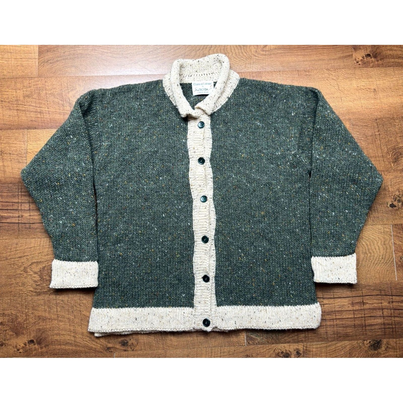 Vintage VINTAGE Rossan Knitwear Cardigan Sweater Mens L Green 100% Wool Made In Ireland Donegal Pullover Crew Neck Heavyweight Fall Winter Mens Size US L / EU 52-54 / 3 - 2 Thumbnail