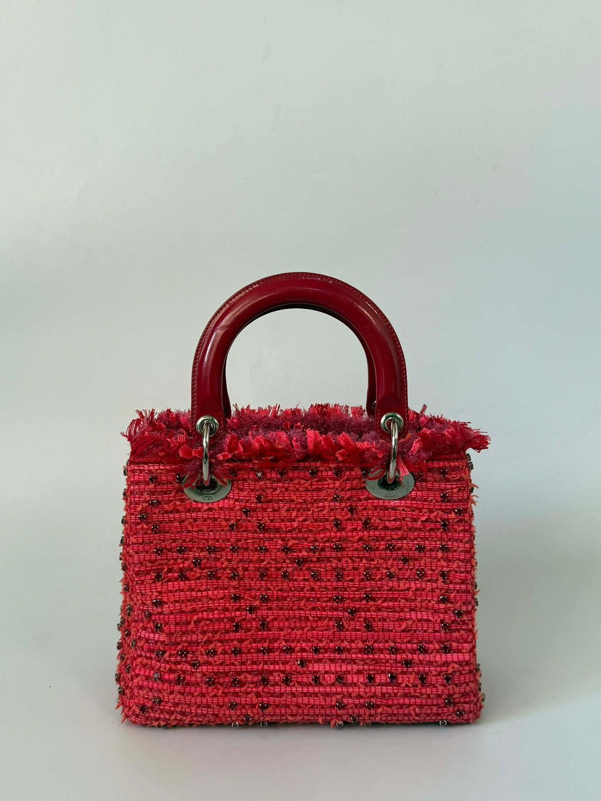 Dior Christian Dior 2012 Tweed Fringe Rhinestone Lady Dior Bag Size ONE SIZE - 2 Thumbnail