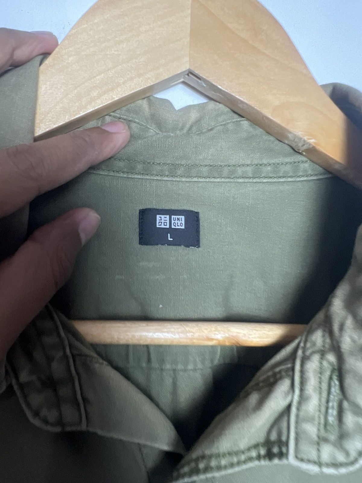 Uniqlo Uniqlo Olive Green Fade Cotton Utility Shirt Size US L / EU 52-54 / 3 - 7 Thumbnail
