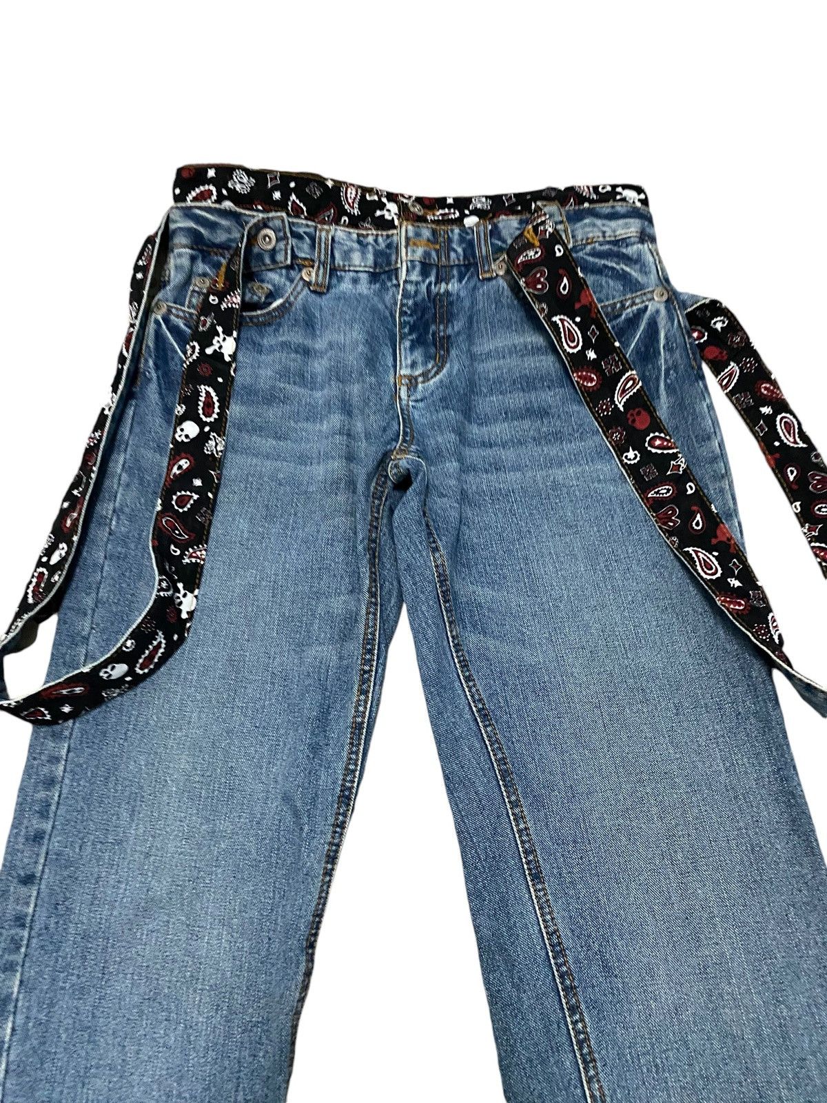 Designer Streetwear X japanese brand Double waist jeans Size US 31 - 6 Thumbnail