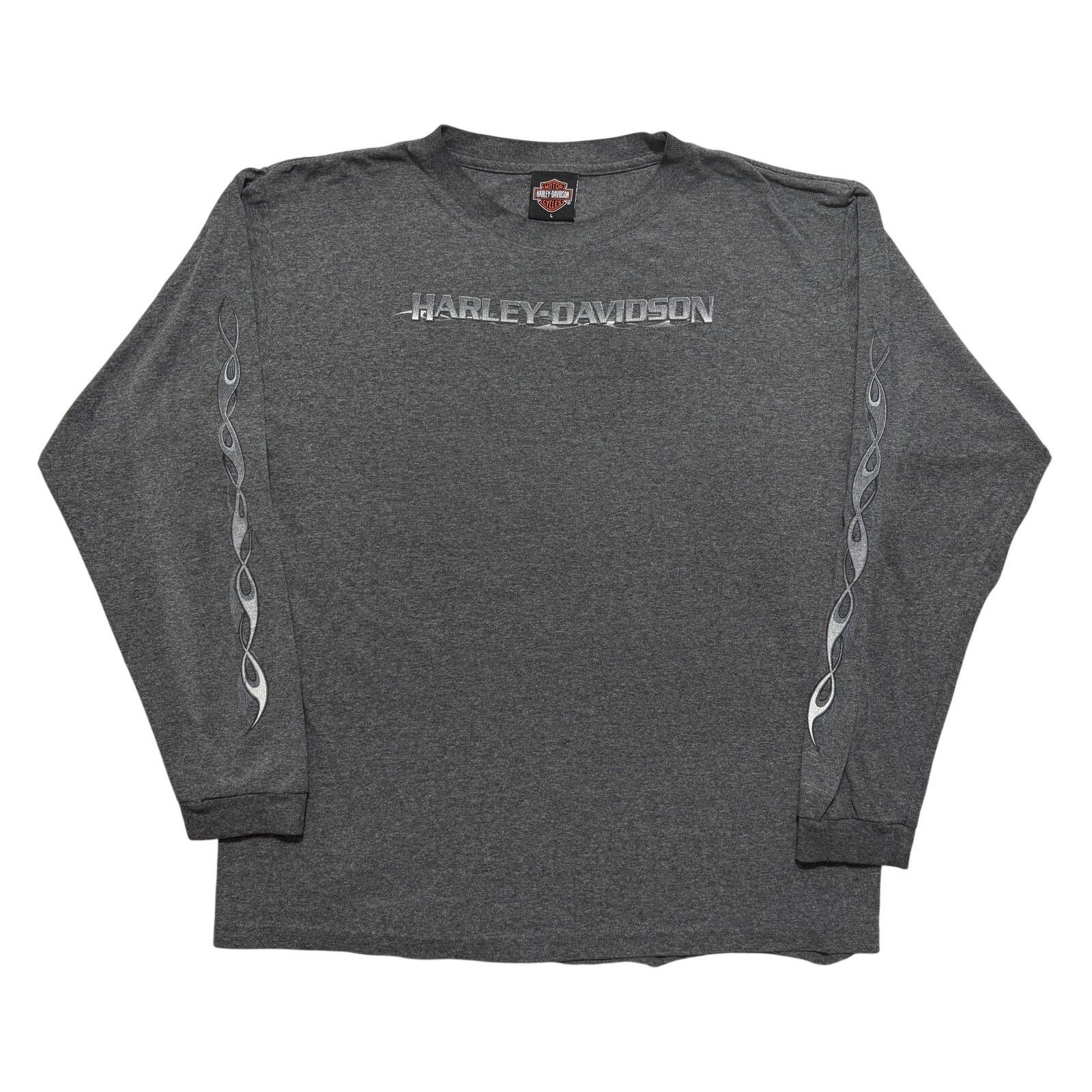 VTG 90's Harley Davidson Flame Sleeves T-Shirt Gray L