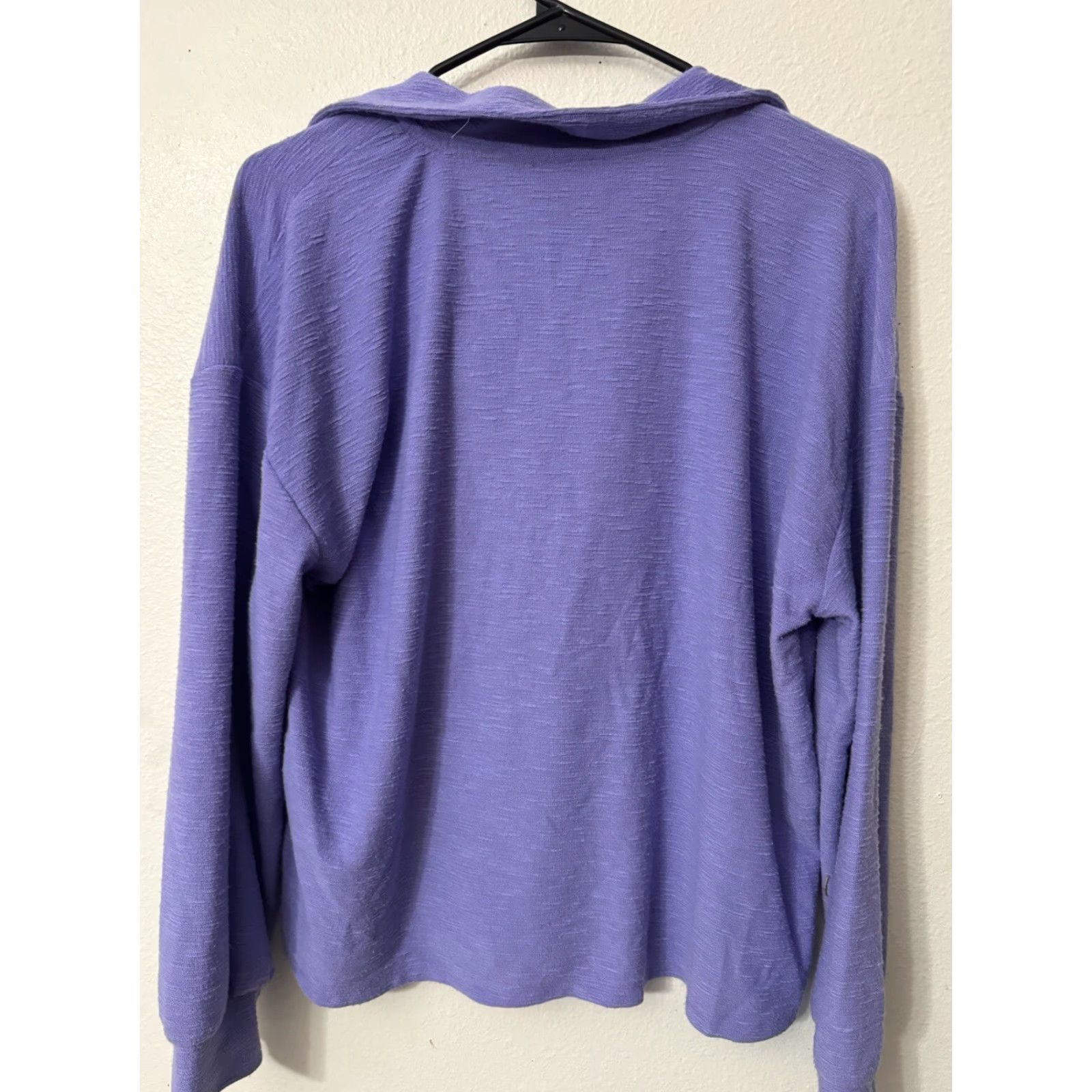 Loft VINTAGE LOFT Oversized Polo Sweater Women’s Large Purple Long Sleeve V-Neck Pullover Size L / US 10 / IT 46 - 3 Thumbnail