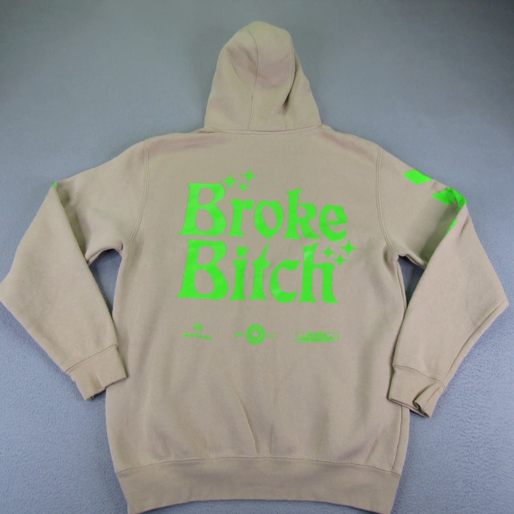 NANGA TMG Hoodie Mens Medium Beige Green Graphic Print Pullover Hooded Sweatshirt with Pockets Size US M / EU 48-50 / 2 - 6 Thumbnail