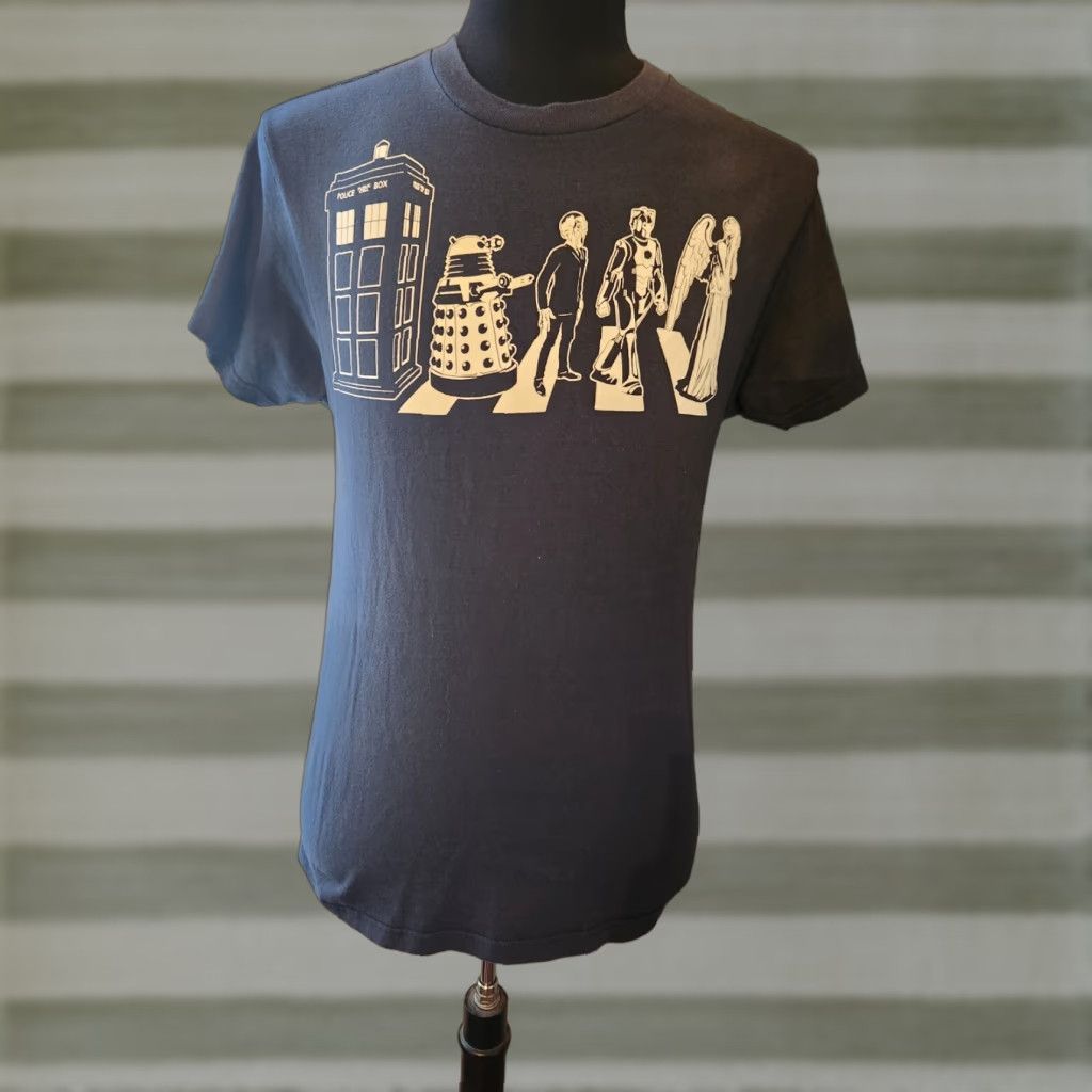 Ripple Junction Doctor Who Street Crossing Abbey Road Navy Blue Short Sleeve T-Shirt Mens Medium Black Cotton Knit Crew Neck Graphic Print Ripple Junction Size US M / EU 48-50 / 2 - 1 Thumbnail