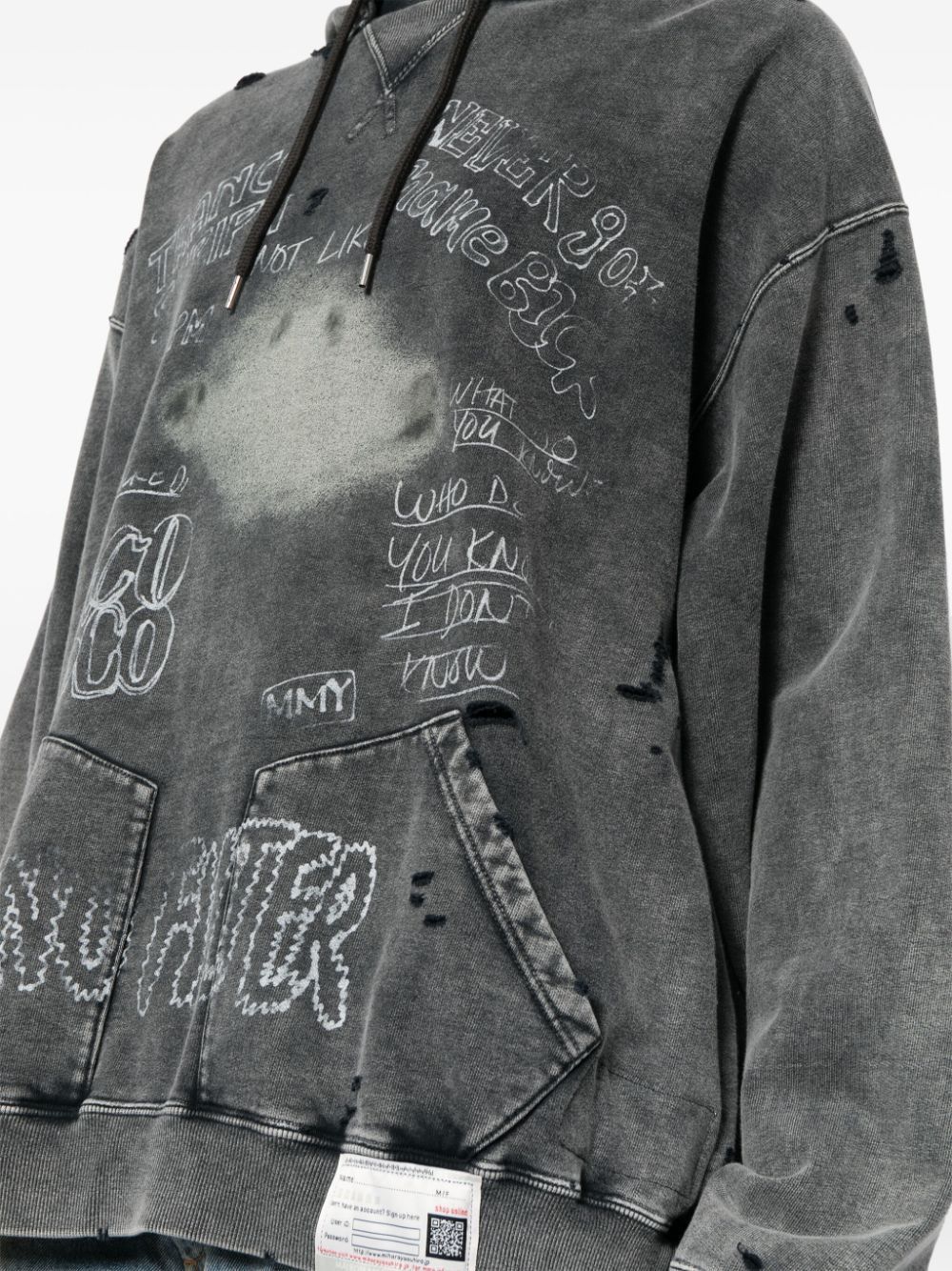 Maison MIHARA YASUHIRO o1mle0924 Bleached Hoodie in Black Size US M / EU 48-50 / 2 - 5 Thumbnail