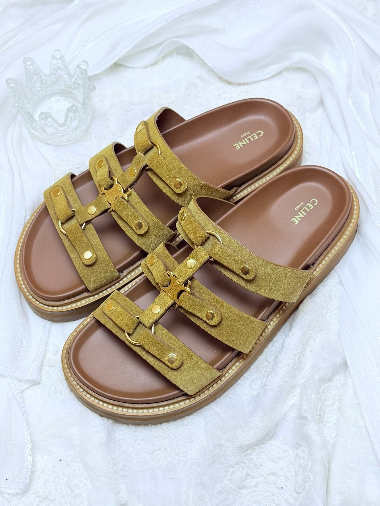 Celine Celine Gold Sandals us_6 Women Size US 6 / IT 36 - 1 Thumbnail