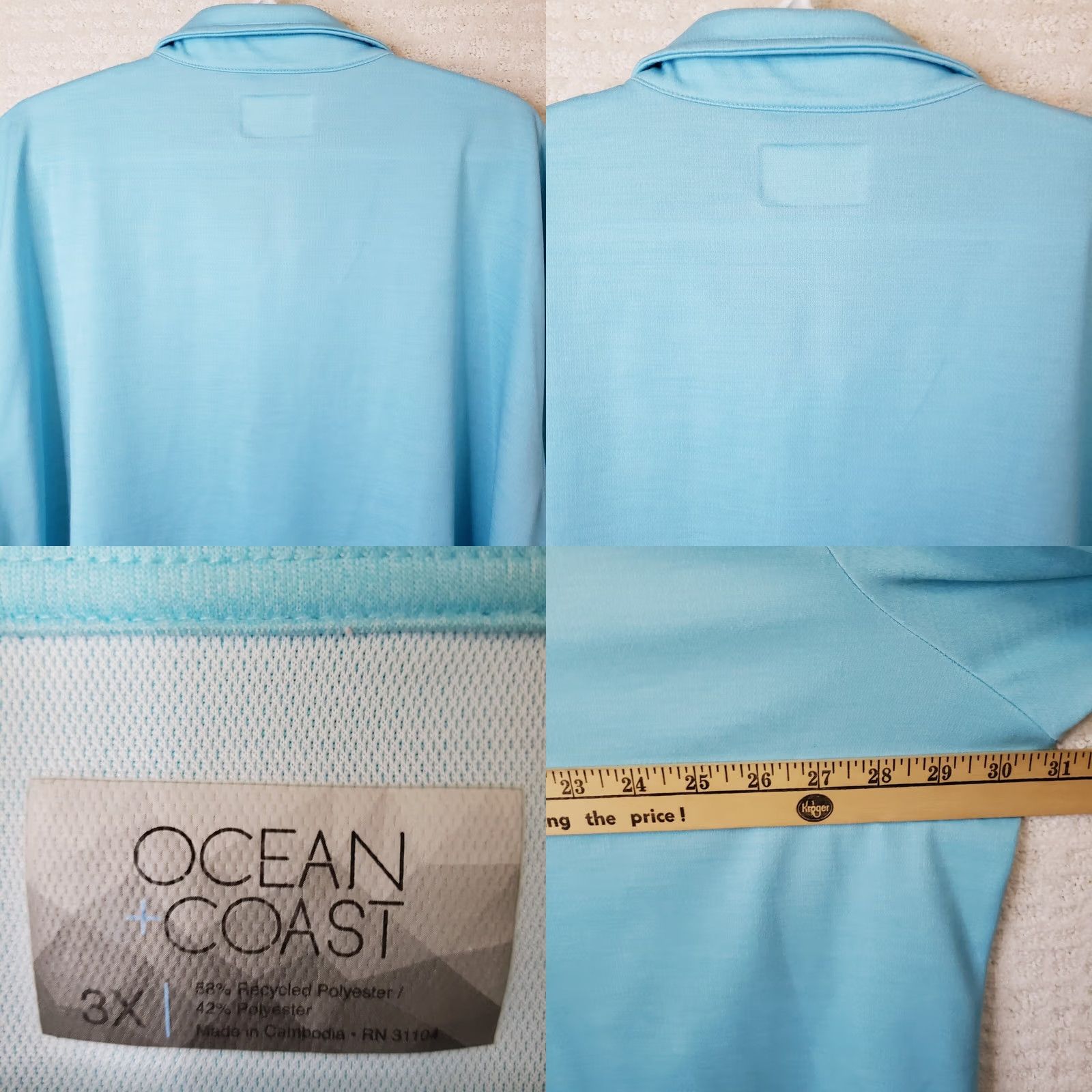 Vintage Ocean & Coast Polo Shirt Men 3XL Blue Short Sleeve Wicking Collared Button 61" Chest Fish Logo Logo Accent Casual Golf Beach Activewear Workwear Size US XXL / EU 58 / 5 - 8 Thumbnail