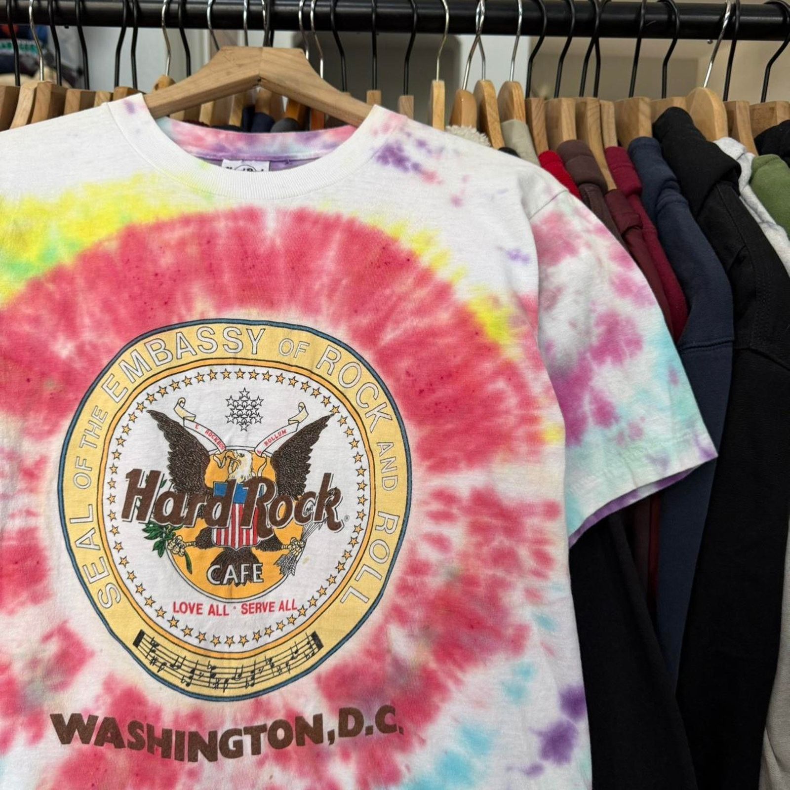 Hard Rock Cafe Vintage 90s Hard Rock Cafe Washington D.C. Tie Dye T-Shirt Size US L / EU 52-54 / 3 - 3 Thumbnail