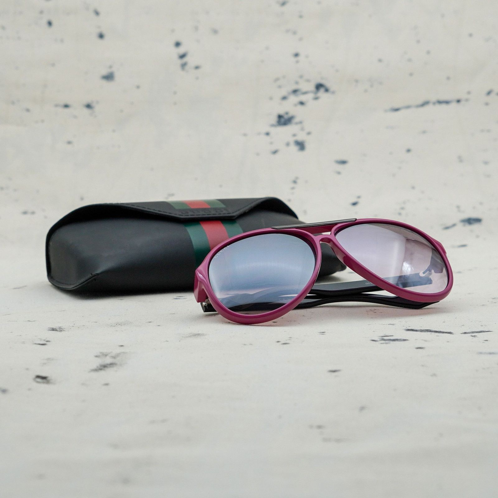 Gucci Gucci 1627 pink gradient striped gg logo aviator sunglasses Size ONE SIZE - 9 Thumbnail