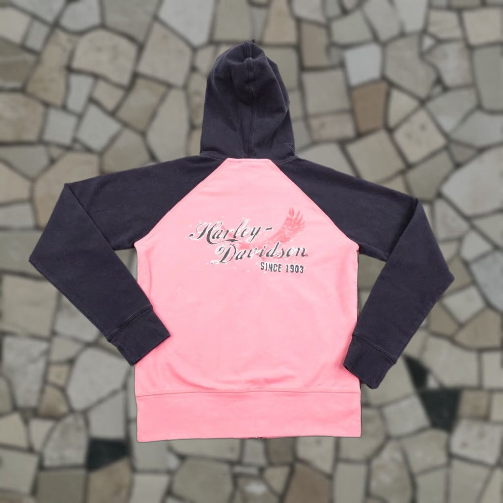 Harley Davidson Harley-Davidson Hoodie Womens Small Pink Black Rhinestone Motorcycles Sweatshirt Size S / US 4 / IT 40 - 1 Thumbnail