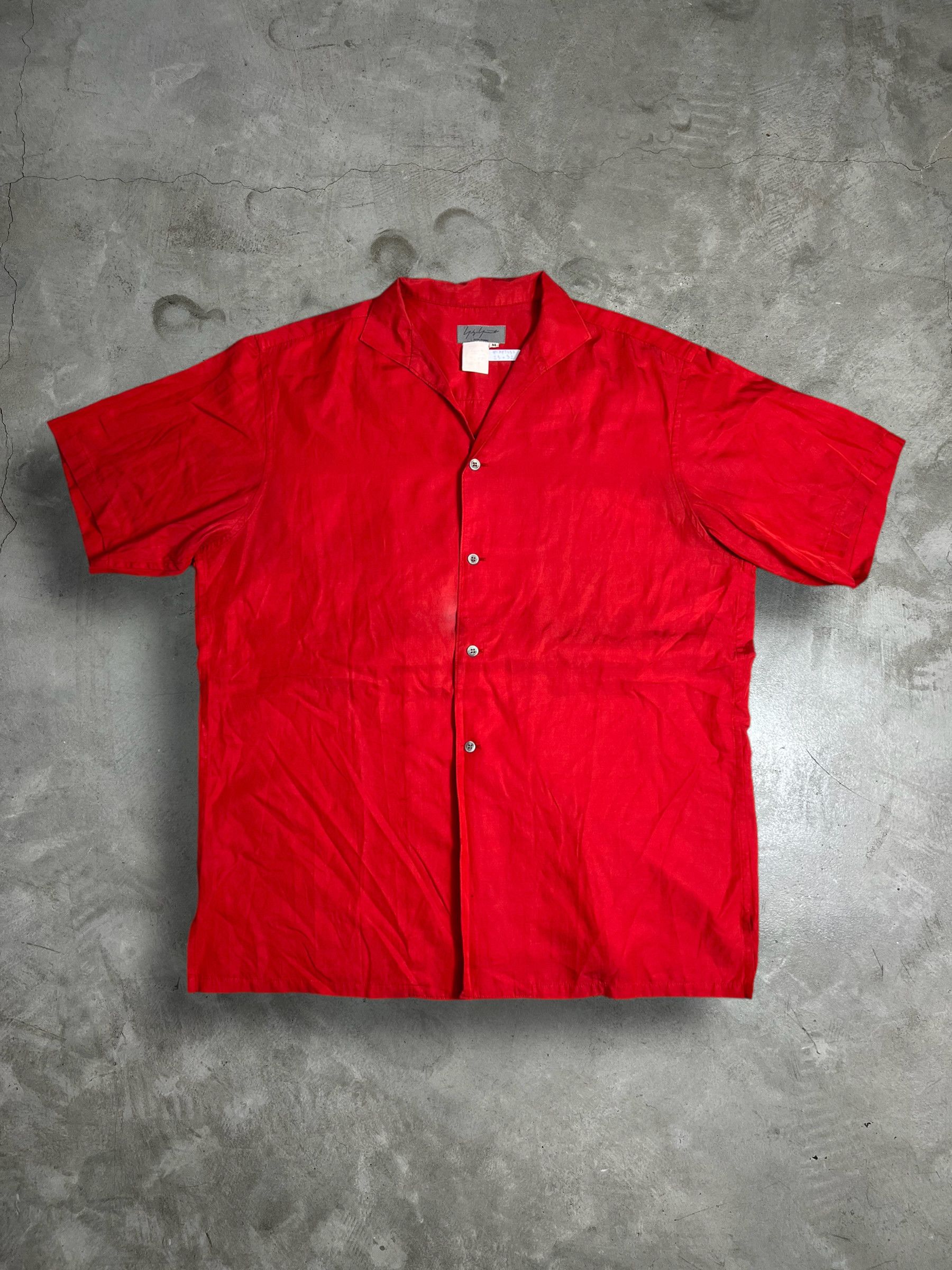 image of Vintage Yohji Yamamoto Pour Homme Silk Shirt (M) Gtmpt535 in Red, Men's (Size Medium)