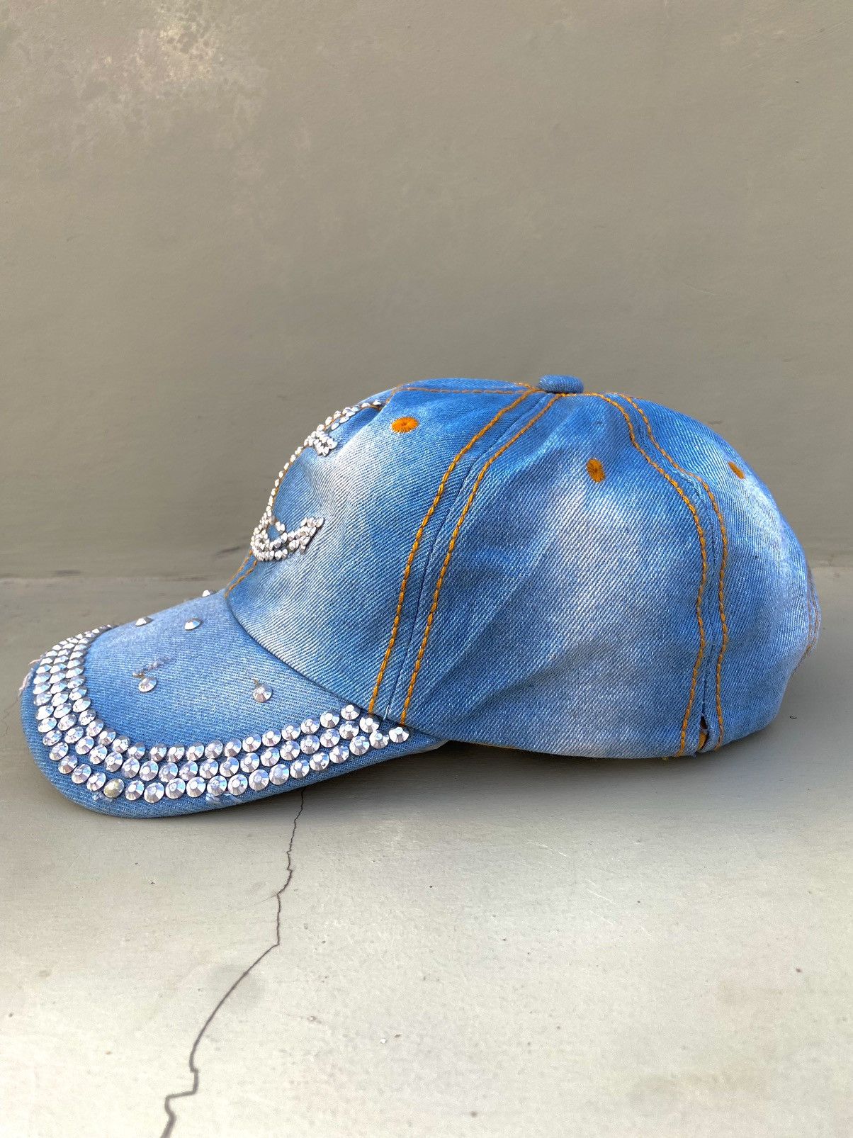 Le Grande Bleu (L.G.B.) 2000s zircon studded ship anchor denim hat Size ONE SIZE - 6 Thumbnail