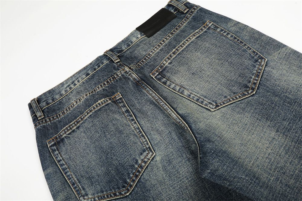 Jean Men's street washed distressed punk retro straight jeans Size US 32 / EU 48 - 5 Thumbnail