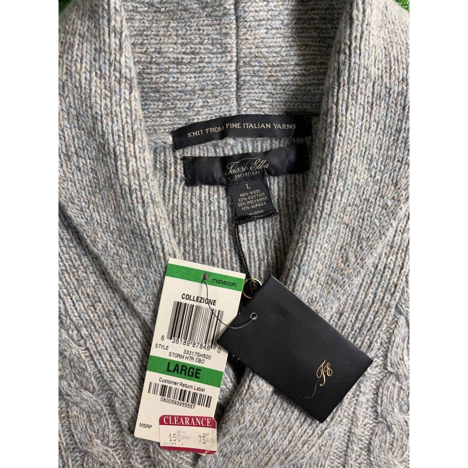 Tasso Elba NWT Tasso Elba Shawl Collar Cable Knit Alpaca Large Sweater Size US L / EU 52-54 / 3 - 2 Thumbnail