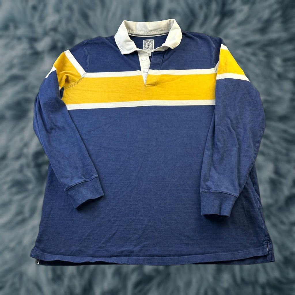 Lands' End VINTAGE Lands End Rugby Shirt Mens 2XLT 2XL Tall Blue Gray Long Sleeve Polo Size US XXL / EU 58 / 5 - 1 Thumbnail
