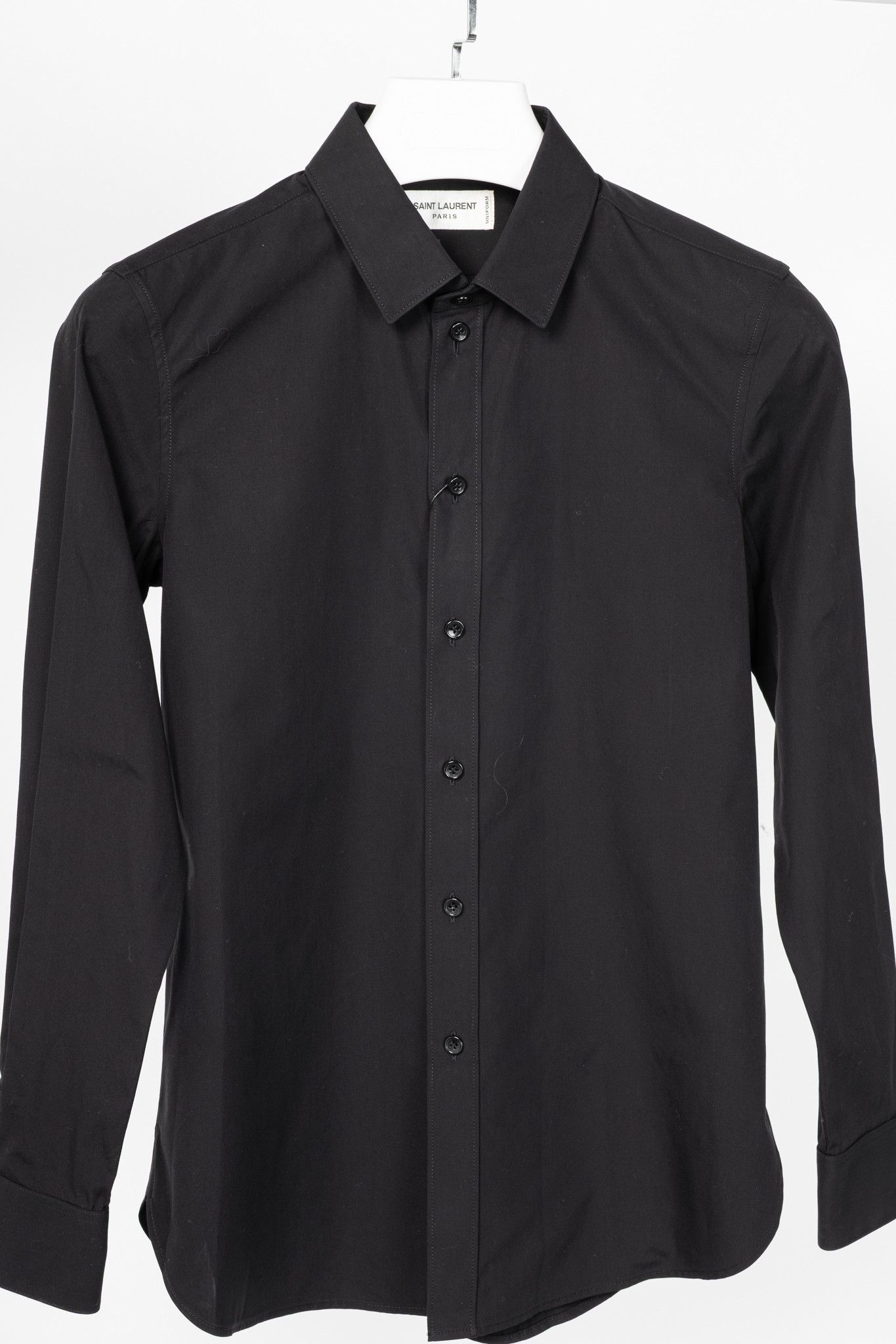Saint Laurent Paris Saint Laurent Black Cotton-Poplin Buttoned Shirt Size S / US 4 / IT 40 - 3 Thumbnail
