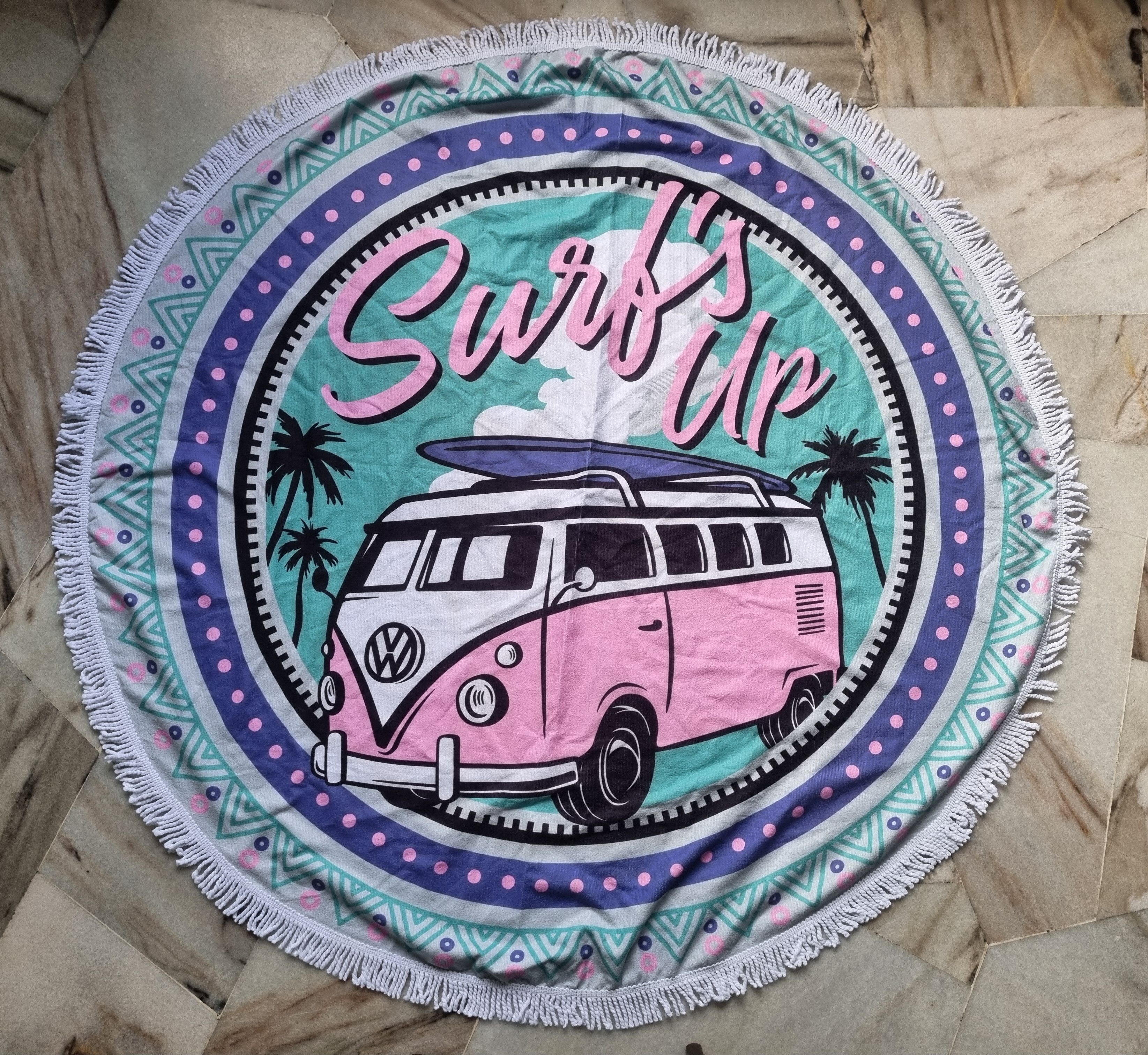 Vintage Wolkswagon Beetle Round Towel Size ONE SIZE - 1 Thumbnail
